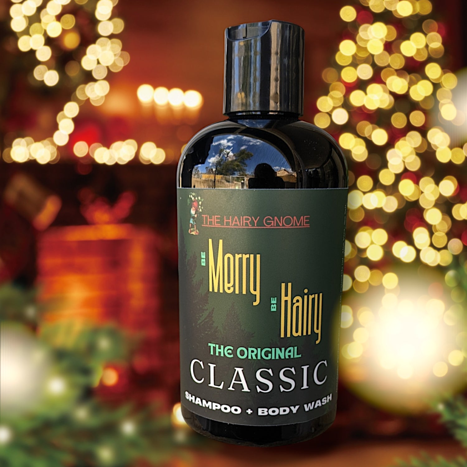 The Hairy Gnome- BE MERRY. BE HAIRY. Shampoo/Body Wash 8oz. PET Bottle