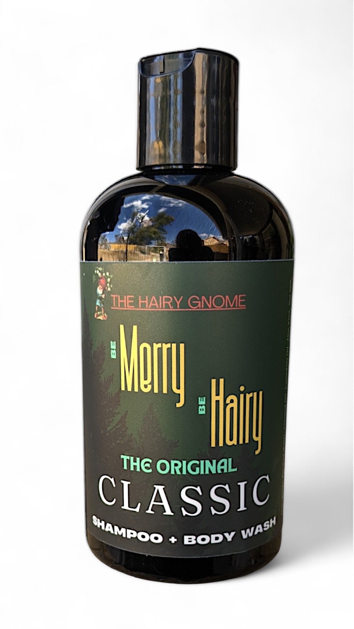 The Hairy Gnome- BE MERRY. BE HAIRY. Shampoo/Body Wash 8oz. PET Bottle