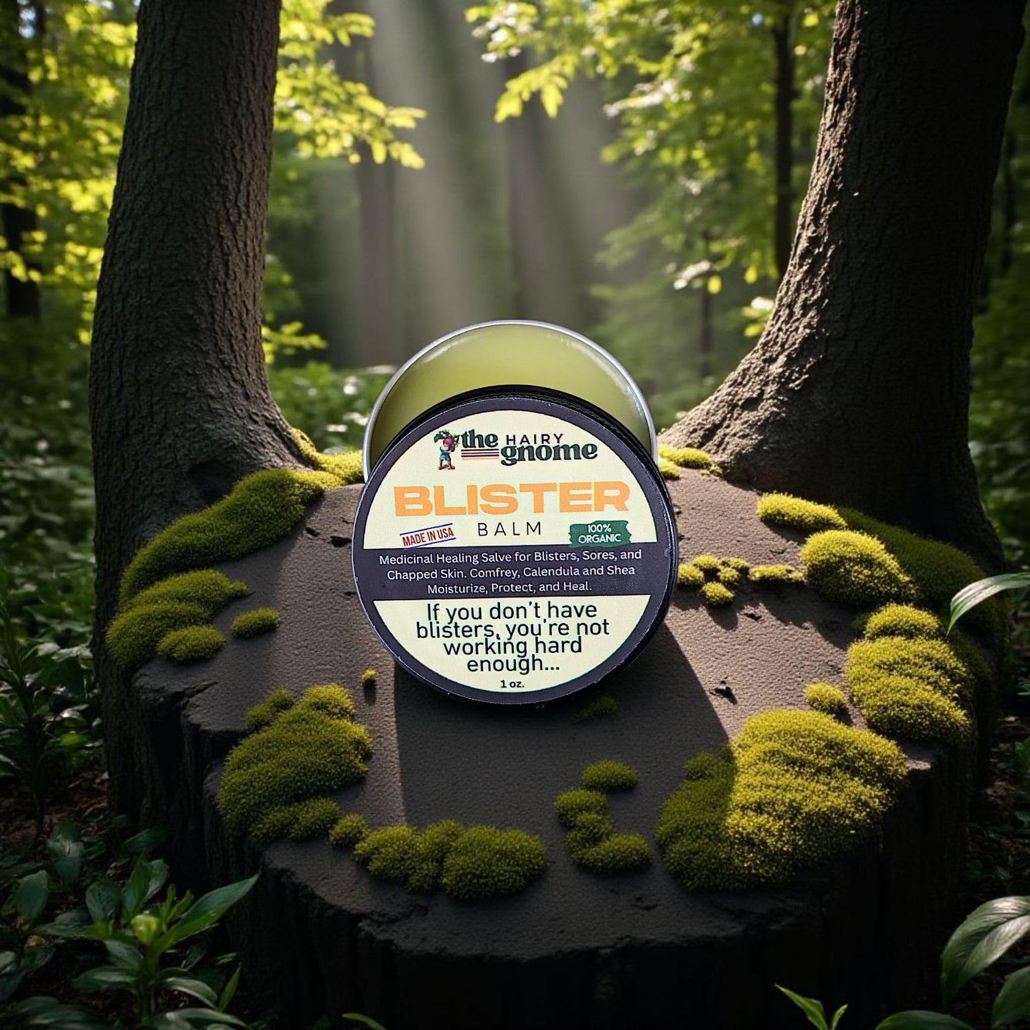 Serendipitous Summer Farms The Hairy Gnome- Blister Balm | Organic First Aid | If you don't have blisters your'e not working hard enough. Plastic Free Company. Give a Sh$t About Nature.