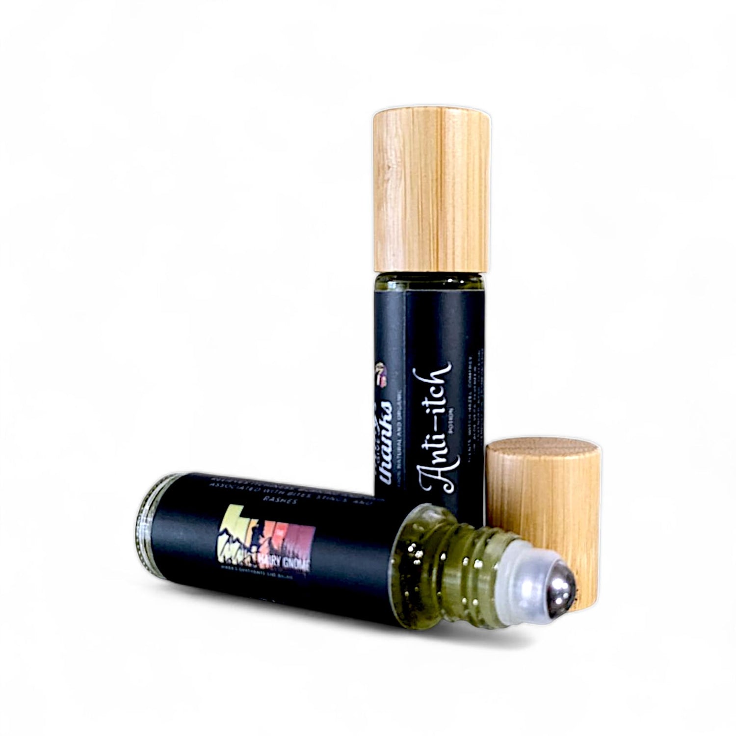 The Hairy Gnome- Anti-Itch Roller Bottles | Organic First Aid | Fresh Pressed Basil, Mint, and Aloe. 100% Organic Plant Based Ingredeints. Plastic Free Company. Give a Sh$t About Nature.