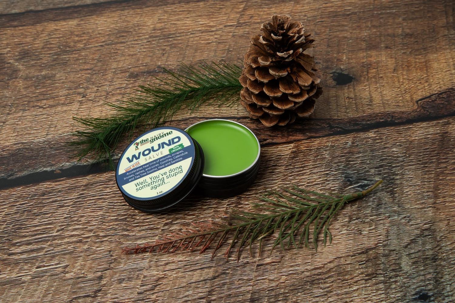 The Hairy Gnome- Wound Salve | Organic First Aid | Well, Youv'e Done Something Stupid Again | Plastic Free Company. Give a Sh$t About Nature.